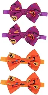 CIMAXIC 4Pcs Elastic Headbands for Adorable Pumpkin Pattern Hair Accessories for Halloween Party Lightweight and Durable Headbands in Purple and Orange for Festivals and Birthdays