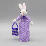 NATIVE AMERICAN BEADWORK-BEADED BUNNY GIRL in PURPLE DRESS by ANDREA LAAHTY-ZUNI