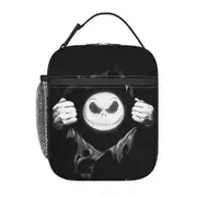 c948 Halloween Skull Jack Insulated Lunch Tote Bag Tim Burton Christmas Horror Movie Portable Cooler Thermal Bento Box k948