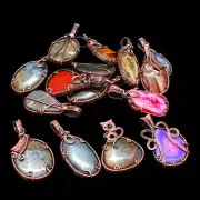 Any 10 Pis Mix Copper Wire Gemstone Handmade Pendant Lot Jewerly Gift TTI 006