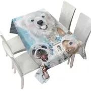 Winter Snowflake Kisses Polar Bear Seal and Bunny Tablecloth