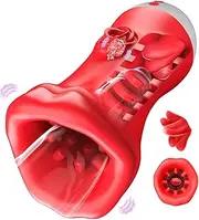 Male Masturbator Sex Toys for Men, Penis Vibrator Pump Stroker with Tongue Licking, Silicone Big Mouth Vibrator Blowjob Machine, Pocket Pussy Rose Oral Sex Toy for Man Adult Gay Couples
