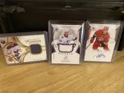 2021-22 UD Ultimate 3 Card Rookie Auto Relic Patch Lot Jokiharju/ Drury/ Raddysh