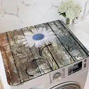 Nouiroy Flowers Washing Machine Dust Cover - Floral Washer Dryer Top Mat, Super Absorbent for Microwave, Refrigerator (Retro Sunflowers)