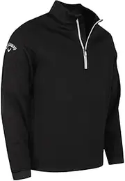[Callaway] Men's Long Sleeve Hexagon Fleece Base Layer Sweater, Caviar, XXL