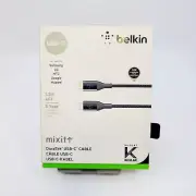 Genuine Belkin Mixit DuraTek USB-C to Type-C 4 FT Cable Dupont Kevlar Black