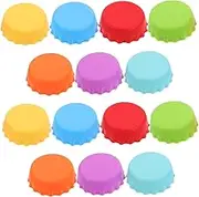 ASAKKURA 14pcs Reusable Silicone Wine Stoppers Multi Colored Bottle Caps for Beverages Beer and Soft Drinks Lightweight and Food for Home and Picnics