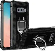 Case for Samsung Galaxy S10E,Soft TPU Bumper Shockproof Scratch-Resistant Protective Back Cover with 360° Rotation Ring Holder Kickstand,Black