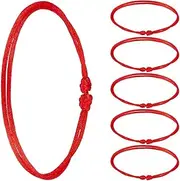 [VoutE] 6 Pieces Red Bracelet Red Cord Bracelet Adjustable Kabbalah Red Knot String Bracelet Amulet for Protection, Evil Eye and Good Luck (Classic Style), 6 piece, enamel