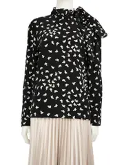 Red Valentino Black Silk Butterfly Print Blouse