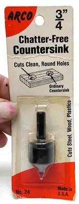 Vintage ARCO 3/4" Chatter-Free Countersink No.24 Cuts Clean Round Holes USA NOS