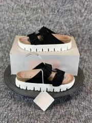 BIRKENSTOCK Arizona Chunky Papillio Sandal Size 37 / 6 Black Suede Slide