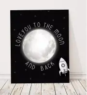Children's Wall Art Print, Modern Nursery Decor, Love You to the Moon and Back