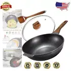 Elegant 12.5-Inch Nonstick Granite Stir Fry Pan with Tempered Glass Lid