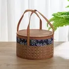 Round Foldable Bamboo Basket Vegetable Storage Basket the Mid-Autumn Festival