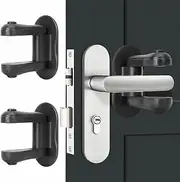 2 Pack Door Lever Lock Child Safety Lock,Baby Proofing Door Locks Adhesive Handles Lock,3M Adhesive No Drilling Child Safety Door Handle Lock for Cabinet/Cupboard/Window/Drawer/Dresser/Closet (Black)