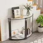 Console Table 2 Tier Half Moon Sofa Couch Narrow Entryway Table with Storage