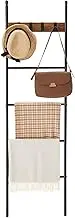 VASAGLE Blanket Ladder, 5-Tier Ladder Shelf, 17.3 x 63 Inches, Space-Saving Decorative Ladder with 4 Hooks, Metal Frame, Industrial Style, Rustic Brown and Black ULLS016B01