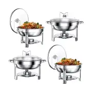 Chafing Dishes for Buffet Set: 100% Pre-installed Chafers for Catering - Roun...