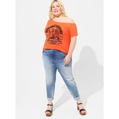 NWT Torrid The Rolling Stones Cotton Off Shoulder Tee Shirt Top Size: 5X (28)