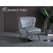 Silver Polyester Slipper Accent Chair Lounge Chair Polyester Fabric Metal Frame