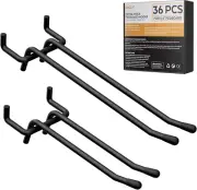 INCLY 4/6 Inch Black Pegboard Hooks, 36 Pack Heavy Duty Double Arm Peg Board