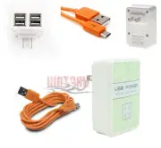 10X 4 USB PORTS WALL ADAPTER+10FT CABLE DATA CHARGER ORANGE GALAXY S4 S3 NOTE 2