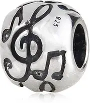 [ABUN] Melody Music Note Charm 925 Sterling Silver Table G Clef Charm for Charms Bracelet