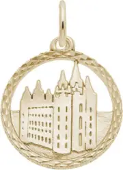 10K or 14K Gold Mormon Temple Faceted Charm by Rembrandt