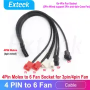4Pin Molex LP4 Powered to 3Pin/4 Pin Case Cooling 6 Fan Splitter Cable Converter