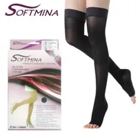 在飛比找森森購物網優惠-【Softmina】專業醫療彈性壓力露趾大腿襪-超薄型(醫療