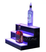 17" LED LIGHTED BAR SHELF, Three Step Liquor Bottle Glorifier, Back Bar Shelving