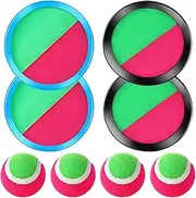 Velcro Ball Game for Children from 3 4 5 6 Velcro Ball Game Velcro Ball Set with 4 Catching Discs 4 Balls Ball Games for Outdoor Children for Throwing and Velcro Ball Catch Game for Party, Garden,