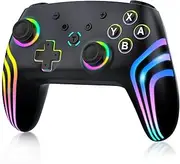 MYSTILUCK Wireless Pro Controller for Switch/Switch 2/Lite/OLED/PC, Gamepad with 7 Color Changing RGB Lighting/Dual Vibration/6 Axis Gyroscope/Turbo, Ergonomically Designed Precise Joystick
