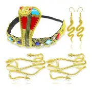 Egyptian Queen Costume Accessories Set Gold Snake Arm Cuffs for Prom Cosplay