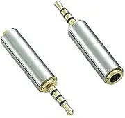 2 Pack 2.5mm Male to 3.5mm Female Audio Adapter Gold Plated Aux Auxiliary Plug Splitter 3 Ring Jack Support Converter Headphone Earphone Headset Stereo or Mono
