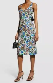 $195 Aidan By Aidan Mattox Women White Floral Sleeveless Dress Size 10