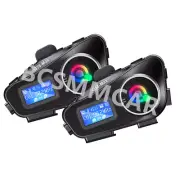 2x Motorcycle Intercom Helmet Bluetooth Headset LCD Display Music Share Earphone