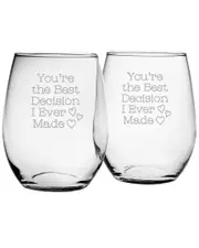 Susquehanna Glass Set of 2 Best Decision Stemless Wine Glasses
