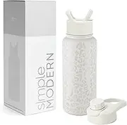 Simple Modern Water Bottle with Straw and Chug Lid Vacuum Insulated Stainless Steel Metal Thermos Bottles | Reusable Leak Proof BPA-Free Flask for Sports Gym | Summit Collection | 950ml, Cream Leopard
