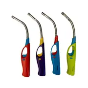 1x Clear Flexible Gas Lighter for BBQ Kitchen Cigarette w/ Safety Lock - Assorted Colours