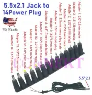 1set Universal 14pc plug socket to 5.5x2.1mm DC Power Adapter Notebook Laptop