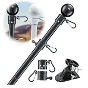 Flag Pole for House - Tangle Free Outdoor Flag Pole Kit with Holder 5ft Black