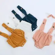 Infant Baby Boys Girls Jumpsuit Clothes Solid Romper Dungaree Overalls Suspender