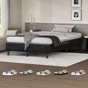 ALFORDSON Bed Frame Base King Single Size with PU Leather Upholstery, Bed Platform Foundation Without Headboard for Mattress Topper, Basel Black