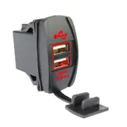 Nevenka Dual USB Charger 12V/24V Fast Charge Socket Waterproof Quick Charger for Cars Boats-Red
