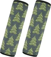 Car Seat Belt Pads Covers Set of 2 Soft Unique Car Safety Seat Belt Strap Shoulder Pad Backpack Shoulder Strap Pad Cover Car Accessories for Adults Child Kids S Christmas Trees Green