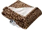 STONECREST Electric Heated Throw Reversible Sherpa Blanket Auto Off Leopard