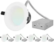 LUXRITE Commercial 4 Inch LED Recessed Lights, 7/9/12W Selectable, 4 White