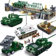 Military Ww2 Cannon Assault Armored Vehicle Battle Tank Car Truck Building Block
